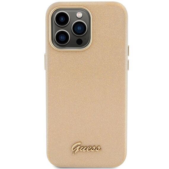 Guess Glitter Glossy Script case for iPhone 15 Pro - gold | Techbox