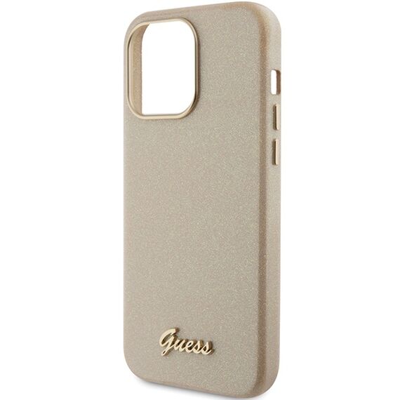 Guess Glitter Glossy Script case for iPhone 15 Pro - gold | Techbox
