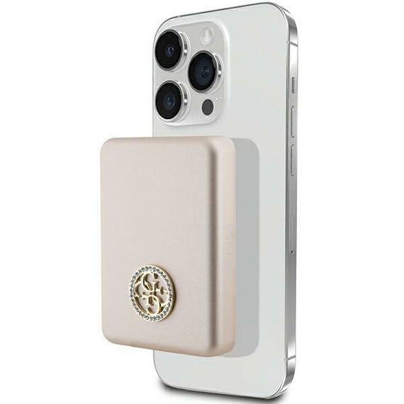 Guess MagSafe 4G Strassed Metal Logo induction power bank 15W 5000mAh - gold - Powerbanks - Smartphone Chargers - Techbox