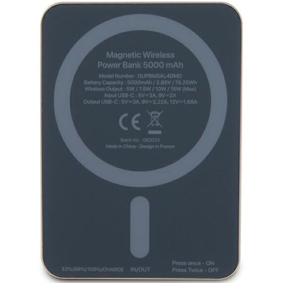 Guess MagSafe 4G Strassed Metal Logo induction power bank 15W 5000mAh - gold - Powerbanks - Smartphone Chargers - Techbox