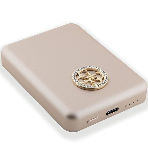 Guess MagSafe 4G Strassed Metal Logo induction power bank 15W 5000mAh - gold - Powerbanks - Smartphone Chargers - Techbox