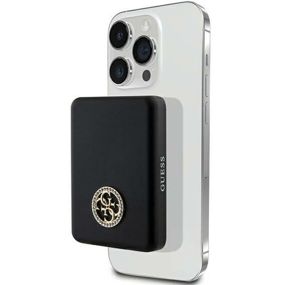 Guess MagSafe 4G Strassed Metal Logo induction power bank 5W 3000mAh - black - Powerbanks - Smartphone Chargers - Techbox
