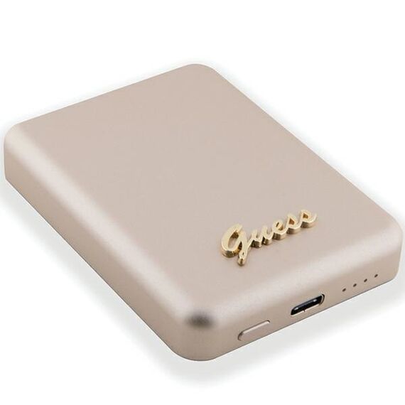 Guess MagSafe Metal Script Logo induction power bank 5W 3000mAh - gold - Powerbanks - Smartphone Chargers - Techbox