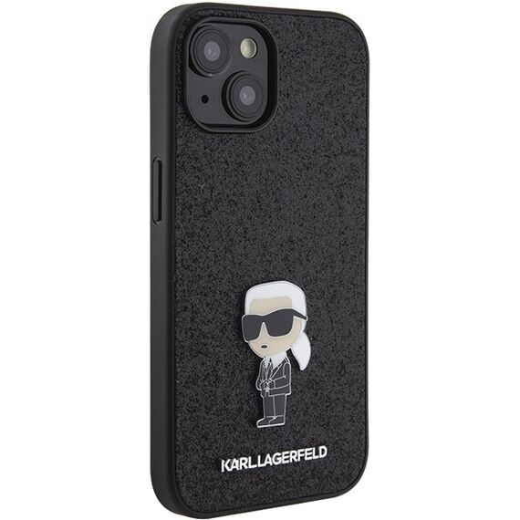 Karl Lagerfeld Fixed Glitter Ikonik Logo Metal Pin case for iPhone 15 - black - Apple Cases - Cases - Techbox
