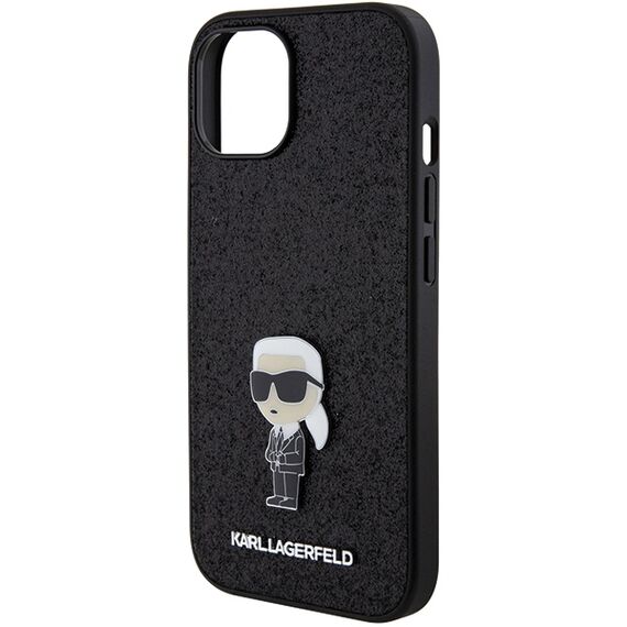 Karl Lagerfeld Fixed Glitter Ikonik Logo Metal Pin case for iPhone 15 - black - Apple Cases - Cases - Techbox