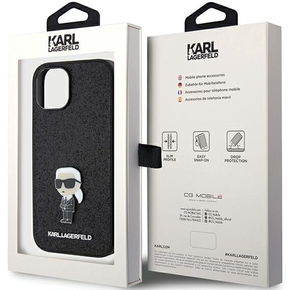 Karl Lagerfeld Fixed Glitter Ikonik Logo Metal Pin case for iPhone 15 - black - Apple Cases - Cases - Techbox