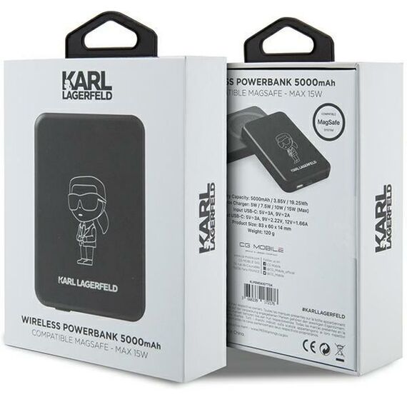 Karl Lagerfeld NFT Outline Ikonik MagSafe 5000mAh induction power bank - black