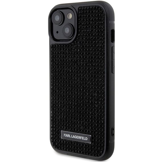 Karl Lagerfeld Rhinestone Logo Metal Plate case for iPhone 15 - black | Techbox