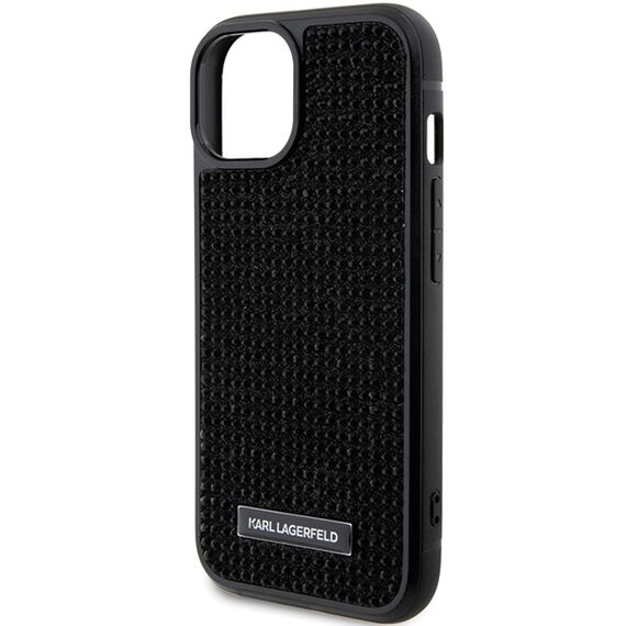 Karl Lagerfeld Rhinestone Logo Metal Plate case for iPhone 15 - black | Techbox
