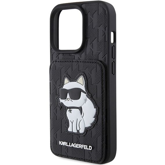 Karl Lagerfeld Saffiano Cardslots and Stand Monogram Choupette Case for iPhone 15 Pro - Black - Apple Cases - Cases - Techbox