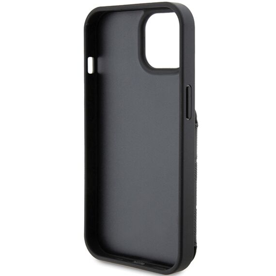 Karl Lagerfeld Saffiano Cardslots and Stand Monogram Ikonik Patch case for iPhone 15 - black | Techbox