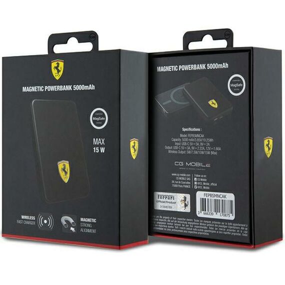 Powerbank Ferrari Metal Logo MagSafe 15W 5000mAh - black - Powerbanks - Smartphone Chargers - Techbox
