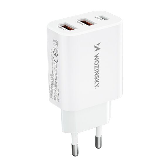 Wozinsky CWCUCW 30W USB-C / 2 x USB-A Wall Charger - White | Techbox