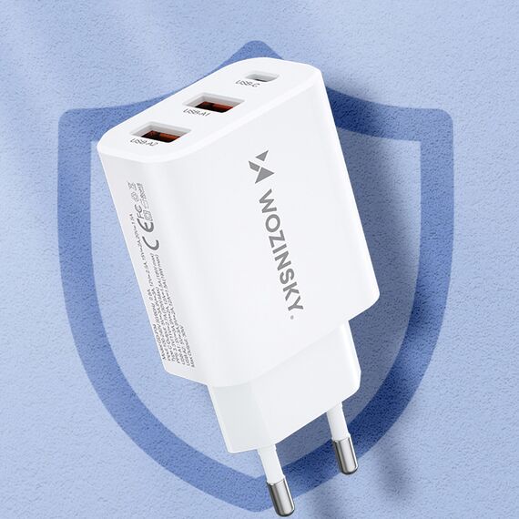Wozinsky CWCUCW 30W USB-C / 2 x USB-A Wall Charger - White | Techbox