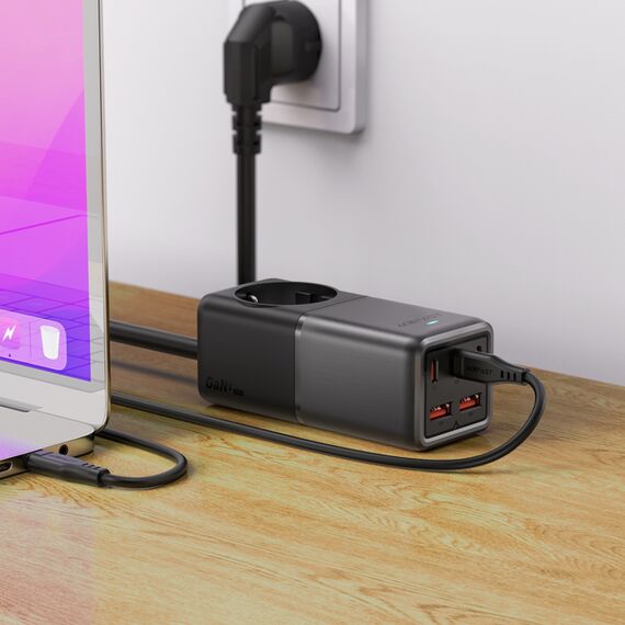 Acefast Z2 GaN 75W PD desktop charger 3x USB-C 2x USB-A - black and gray - Travel Chargers - Smartphone Chargers - Techbox