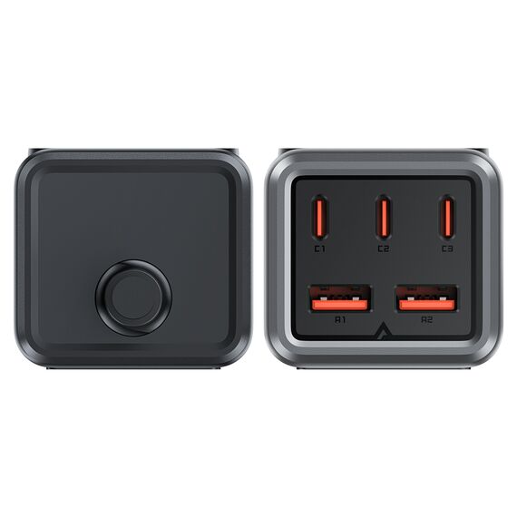 Acefast Z2 GaN 75W PD desktop charger 3x USB-C 2x USB-A - black and gray - Travel Chargers - Smartphone Chargers - Techbox