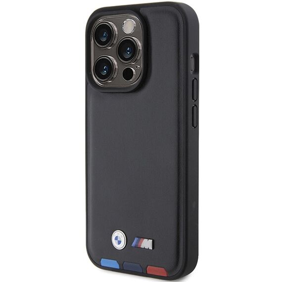 BMW BMHCP15L22PTDK iPhone 15 Pro 6.1" black/black Leather Stamp Tricolor - Apple Cases - Cases - Techbox