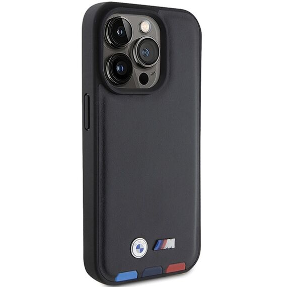 BMW BMHCP15L22PTDK iPhone 15 Pro 6.1" black/black Leather Stamp Tricolor - Apple Cases - Cases - Techbox