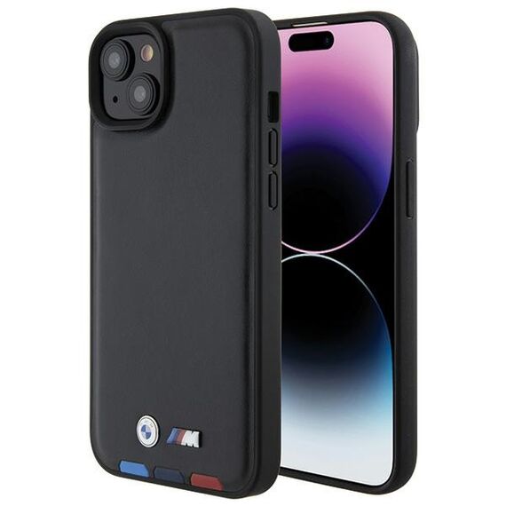 BMW BMHCP15M22PTDK iPhone 15 Plus 6.7" black/black Leather Stamp Tricolor - Apple Cases - Cases - Techbox