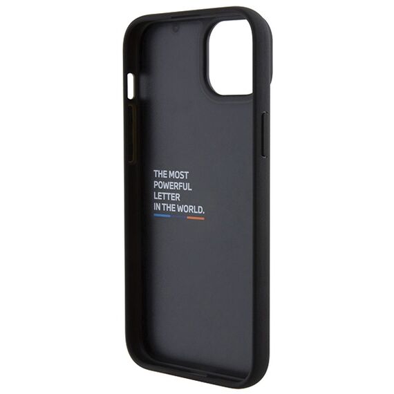 BMW BMHCP15M22PTDK iPhone 15 Plus 6.7" black/black Leather Stamp Tricolor - Apple Cases - Cases - Techbox