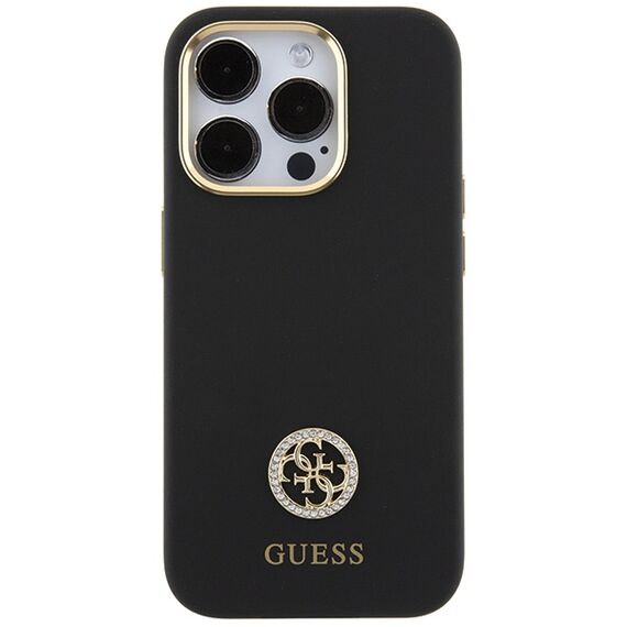 Guess Silicone Logo Strass 4G Case for iPhone 15 Pro - Black - Uncategorized Cases (2) - Cases - Techbox