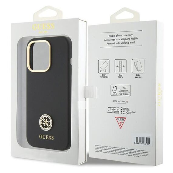 Guess Silicone Logo Strass 4G Case for iPhone 15 Pro - Black - Uncategorized Cases (2) - Cases - Techbox