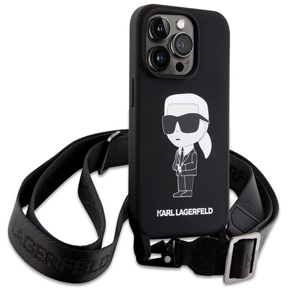 Karl Lagerfeld KLHCP15XSCBSKNK iPhone 15 Pro Max 6.7" hardcase black/black Crossbody Silicone Ikonik - Bags, Backpacks & Luggages - Fashion - Techbox