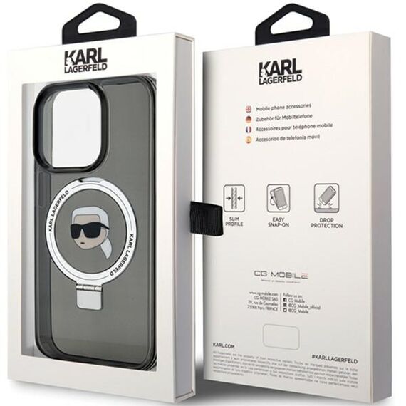 Karl Lagerfeld KLHMP15LHMRSKHK iPhone 15 Pro 6.1" black/black hardcase Ring Stand Karl Head MagSafe | Techbox