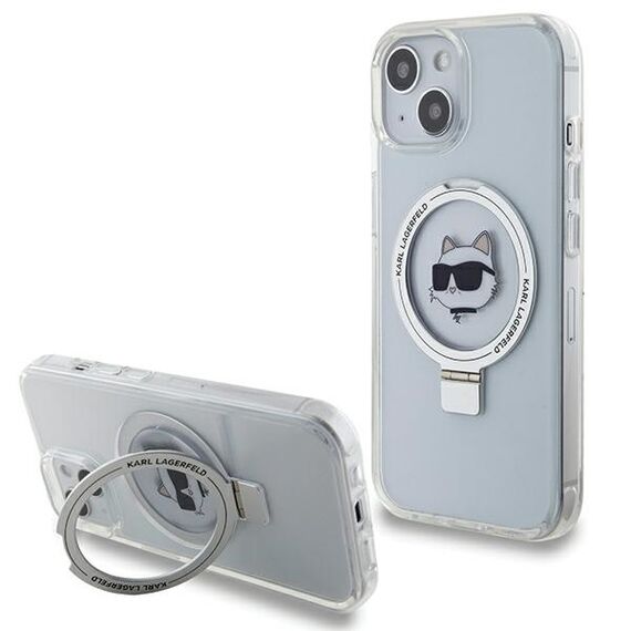 Karl Lagerfeld KLHMP15SHMRSCHH iPhone 15 6.1" white/white hardcase Ring Stand Choupette Head MagSafe - Apple Cases - Cases - Techbox