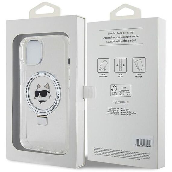 Karl Lagerfeld KLHMP15SHMRSCHH iPhone 15 6.1" white/white hardcase Ring Stand Choupette Head MagSafe - Apple Cases - Cases - Techbox