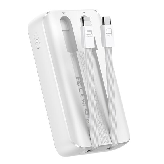 Mini power bank with built-in cables Joyroom JR-PBC06 30W 10000mAh - white | Techbox