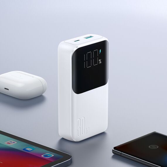 Mini power bank with built-in cables Joyroom JR-PBC06 30W 10000mAh - white | Techbox