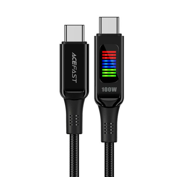 Acefast C7-03 USB-C USB-C 100W 1.2m cable with display - black - Cables & Adapters - Cables & Accessories - Techbox