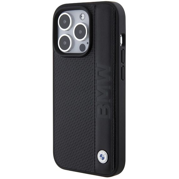 BMW Leather Textured &amp; Stripe iPhone 15 Pro Max Case - Black - Uncategorized Cases (2) - Cases - Techbox