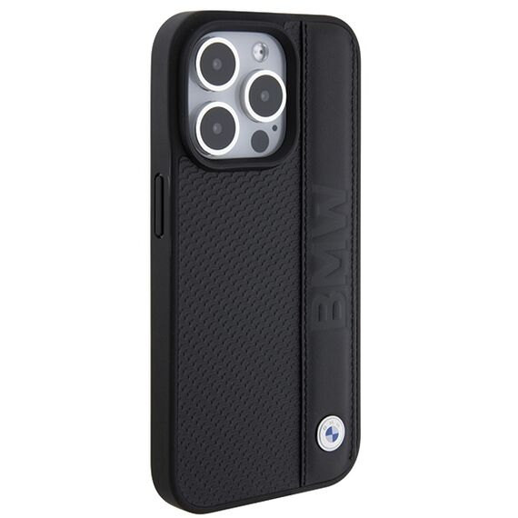 BMW Leather Textured &amp; Stripe iPhone 15 Pro Max Case - Black - Uncategorized Cases (2) - Cases - Techbox