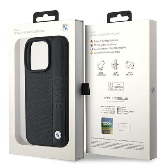 BMW Leather Textured &amp; Stripe iPhone 15 Pro Max Case - Black - Uncategorized Cases (2) - Cases - Techbox
