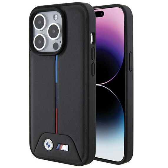 BMW Quilted Tricolor iPhone 15 Pro Case - Black | Techbox