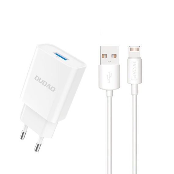 Dudao A4EU USB-A 2.1A wall charger - white + USB-A - Lightning cable | Techbox