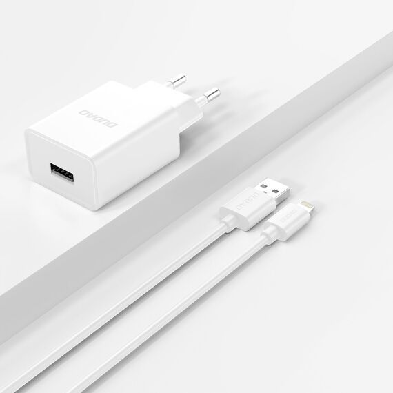 Dudao A4EU USB-A 2.1A wall charger - white + USB-A - Lightning cable | Techbox