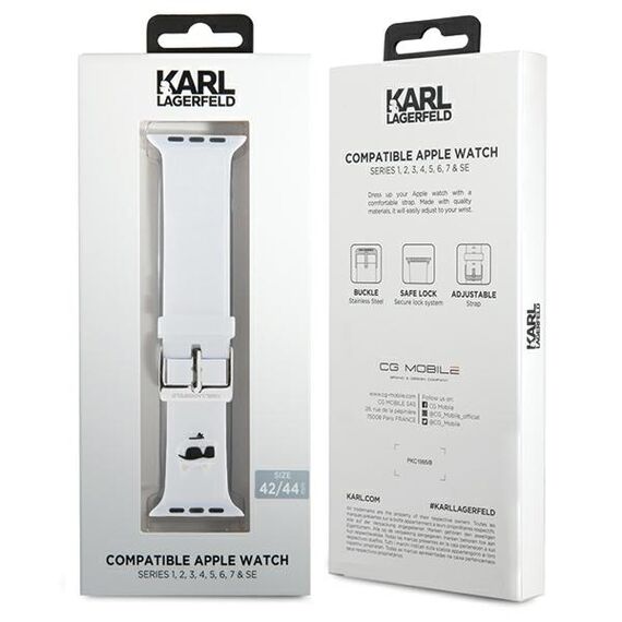 Karl Lagerfeld 3D Rubber Choupette Head Strap for Apple Watch 42/44/45/49mm - White | Techbox