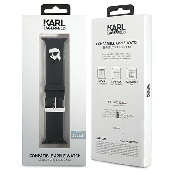 Karl Lagerfeld 3D Rubber Karl Head strap for Apple Watch 42/44/45/49mm - black | Techbox
