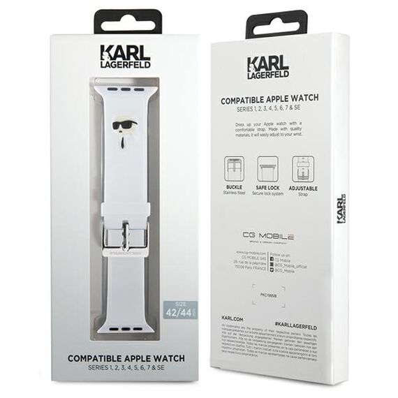 Karl Lagerfeld 3D Rubber Karl Head strap for Apple Watch 42/44/45/49mm - white | Techbox