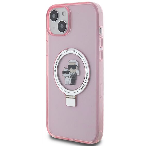 Karl Lagerfeld KLHMP15SHMRSKCP iPhone 15 6.1" pink/pink hardcase Ring Stand Karl&amp;Choupette MagSafe | Techbox