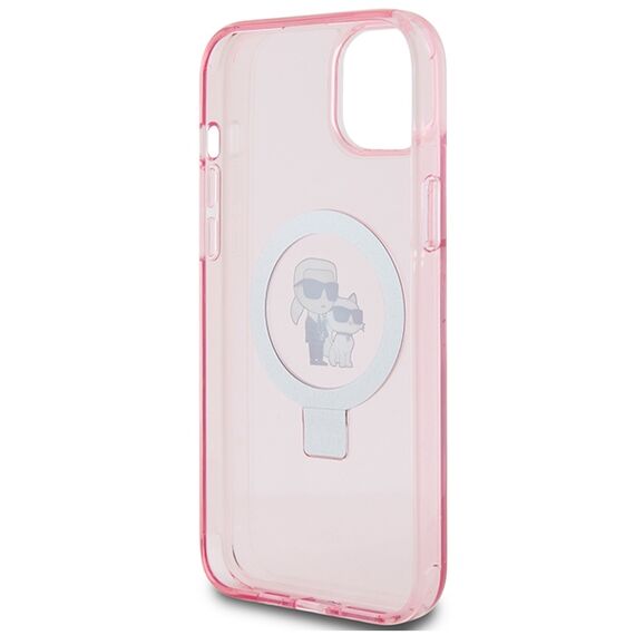 Karl Lagerfeld KLHMP15SHMRSKCP iPhone 15 6.1" pink/pink hardcase Ring Stand Karl&amp;Choupette MagSafe | Techbox
