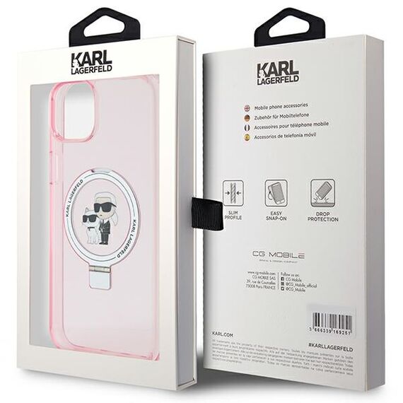 Karl Lagerfeld KLHMP15SHMRSKCP iPhone 15 6.1" pink/pink hardcase Ring Stand Karl&amp;Choupette MagSafe | Techbox