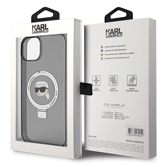 Karl Lagerfeld KLHMP15SHMRSKHK iPhone 15 6.1" black/black hardcase Ring Stand Karl Head MagSafe - Apple Cases - Cases - Techbox