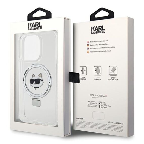 Karl Lagerfeld KLHMP15XHMRSCHH iPhone 15 Pro Max 6.7" white/white hardcase Ring Stand Choupette Head MagSafe - Apple Cases - Cases - Techbox