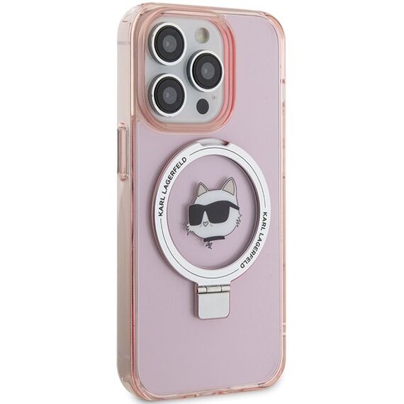 Karl Lagerfeld KLHMP15XHMRSCHP iPhone 15 Pro Max 6.7" pink/pink hardcase Ring Stand Choupette Head MagSafe | Techbox