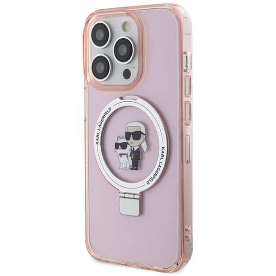 Karl Lagerfeld KLHMP15XHMRSKCP iPhone 15 Pro Max 6.7" pink/pink hardcase Ring Stand Karl&amp;Choupette MagSafe | Techbox