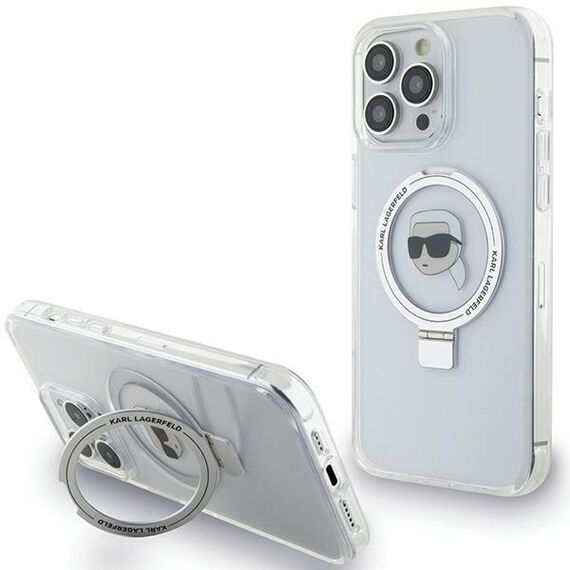 Karl Lagerfeld KLHMP15XHMRSKHH iPhone 15 Pro Max 6.7" white/white hardcase Ring Stand Karl Head MagSafe - Apple Cases - Cases - Techbox